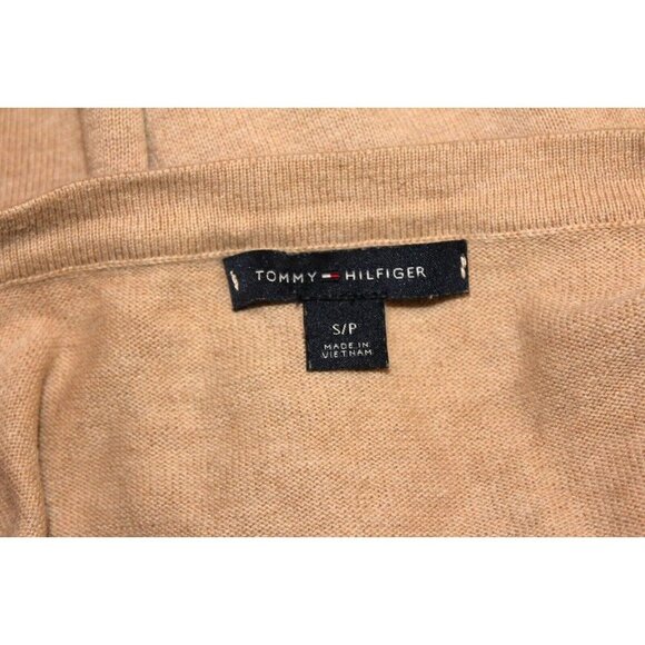 Tommy Hilfiger Sailboats Embroidered Cardigan Womens Small Beige Coastal Minimal - Picture 6 of 8